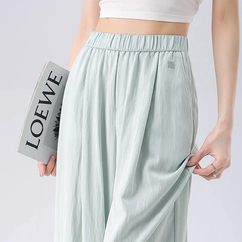 冰丝速干山本阔腿裤女夏季薄款2025新款垂感宽松慵懒风直筒休闲裤