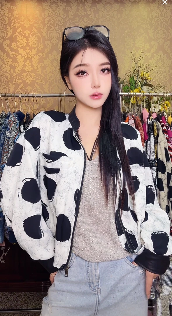 常规款薄款短外套夏宽松长袖百搭开衫小圆圈1512