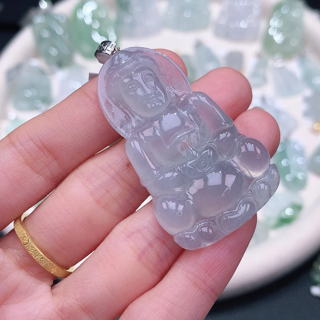 颈饰18K金镶嵌翡翠45.6-27.7-5.8