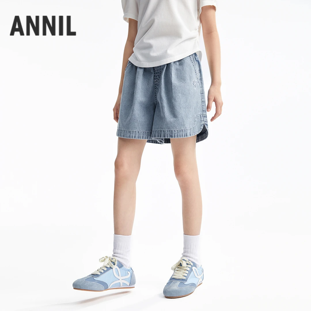 女童全腰牛仔短裤夏季新款安奈儿童装EG526105