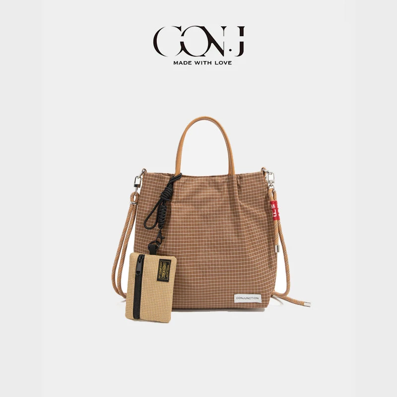 2025新款原创格纹防水休闲日韩系简约单肩斜挎手提包