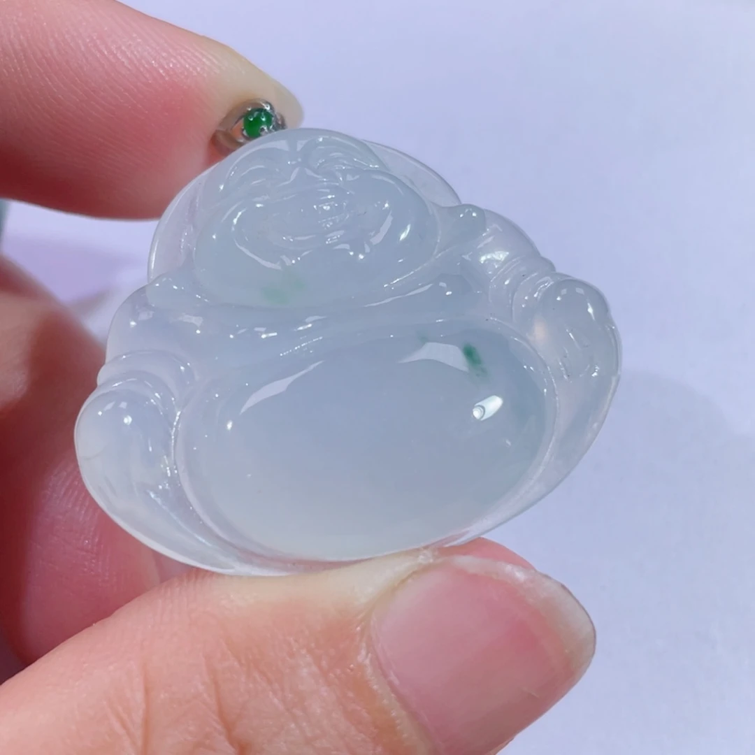 翡翠18K金镶嵌颈饰佛公