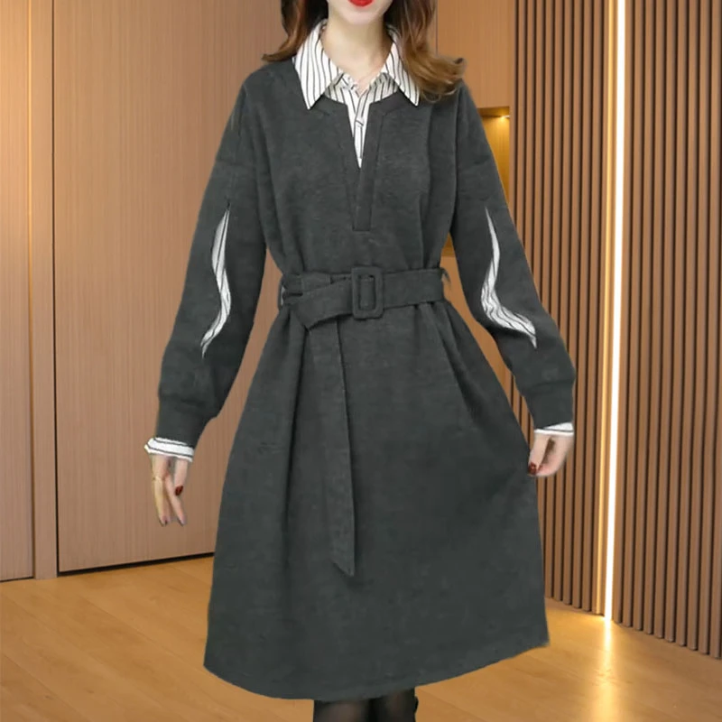 【可蓓儿】假两件连衣裙2025年新款女春秋可蓓儿十三行爆款职妈妈装