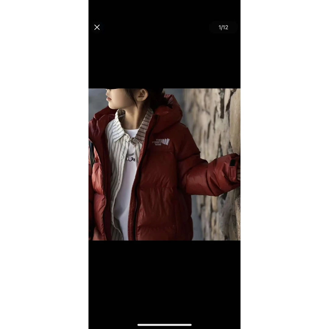 00008潮牌中大童男女童冬季保暖外套防寒儿童短款连帽加厚外套