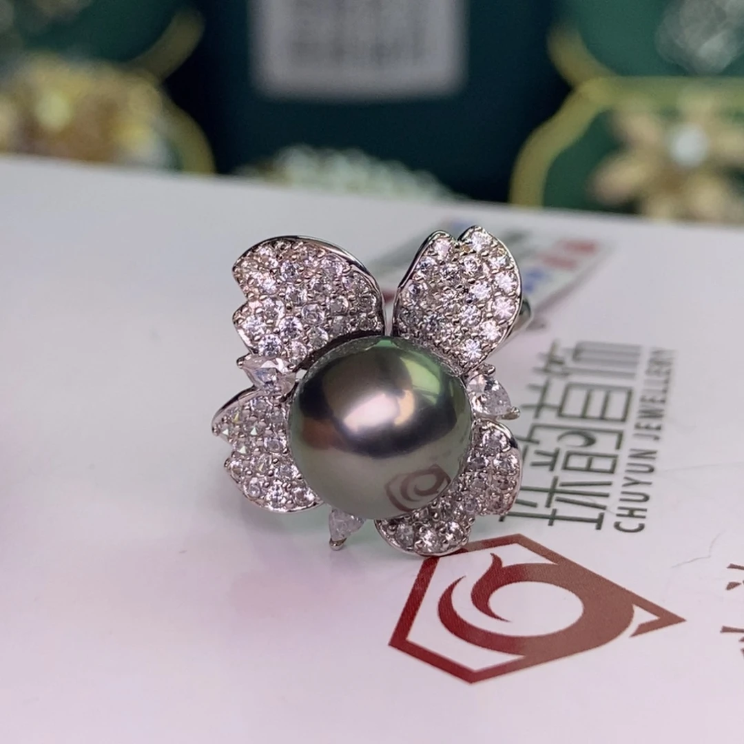 银S925镶嵌戒指海水珍珠