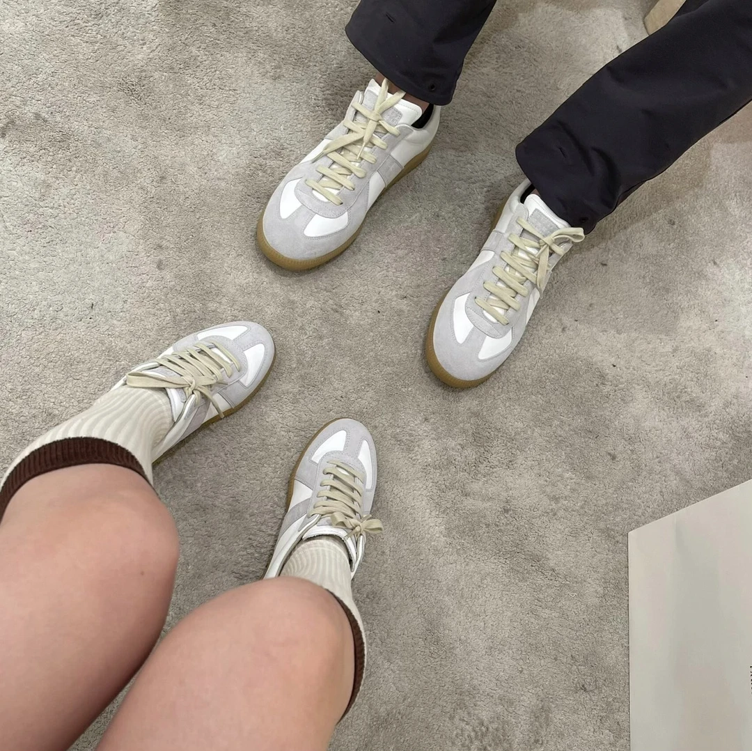 头层小牛皮羊皮马吉德训鞋轻奢男女情侣拉老钱风大码四季百搭板鞋