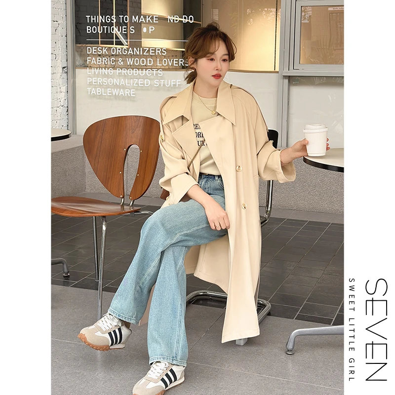 南风旅行②七七146小个子英伦风长款风衣外套女宽松百搭大衣小美说