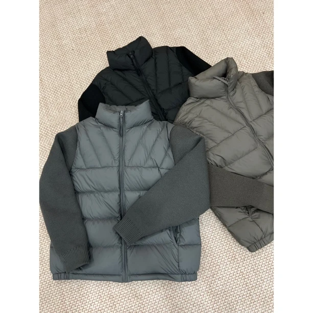 冬季 升级加厚款 排骨90白鸭绒 拼毛衣袖 男女同款羽绒服