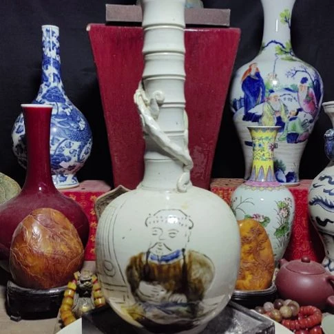 瓷片青花瓷瓶手工制作