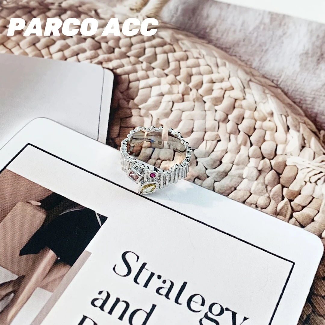 铜合金合成锆石戒指 Y811 三色彩锆戒指