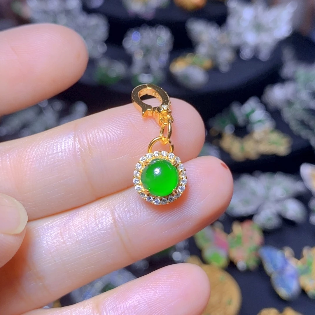 翡翠银S925镶嵌毛衣链天然翡翠