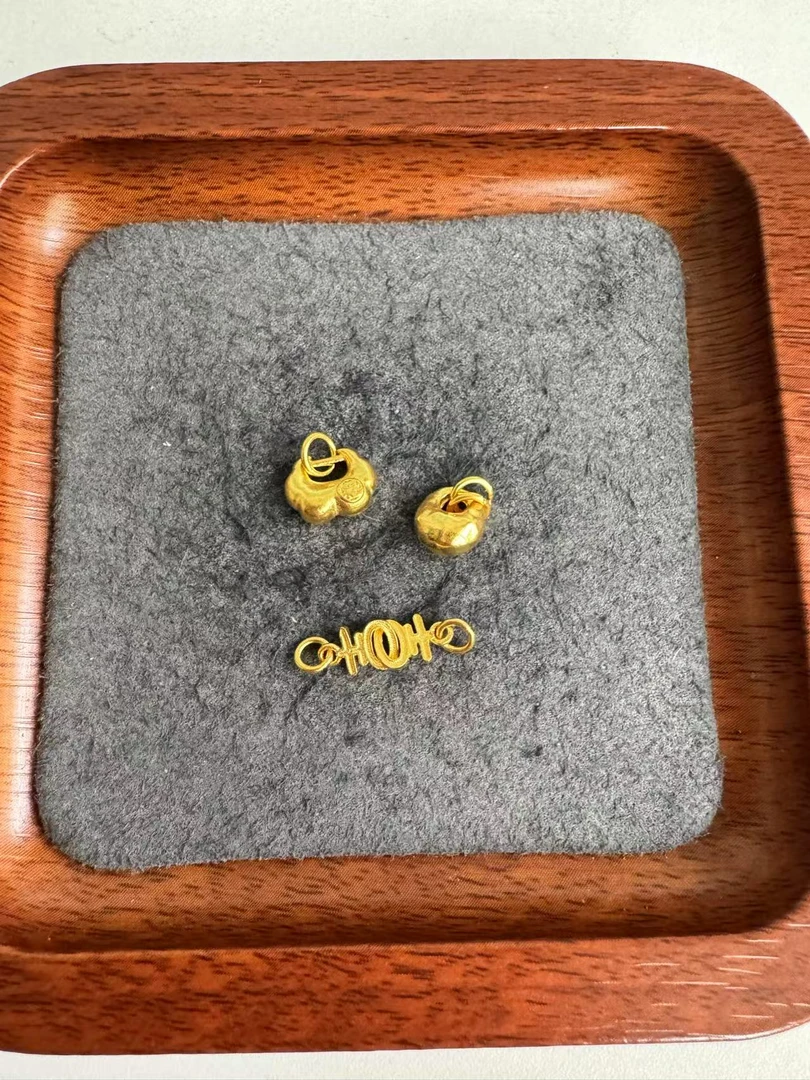 足金999 吉字双耳锁包小金坨吊坠