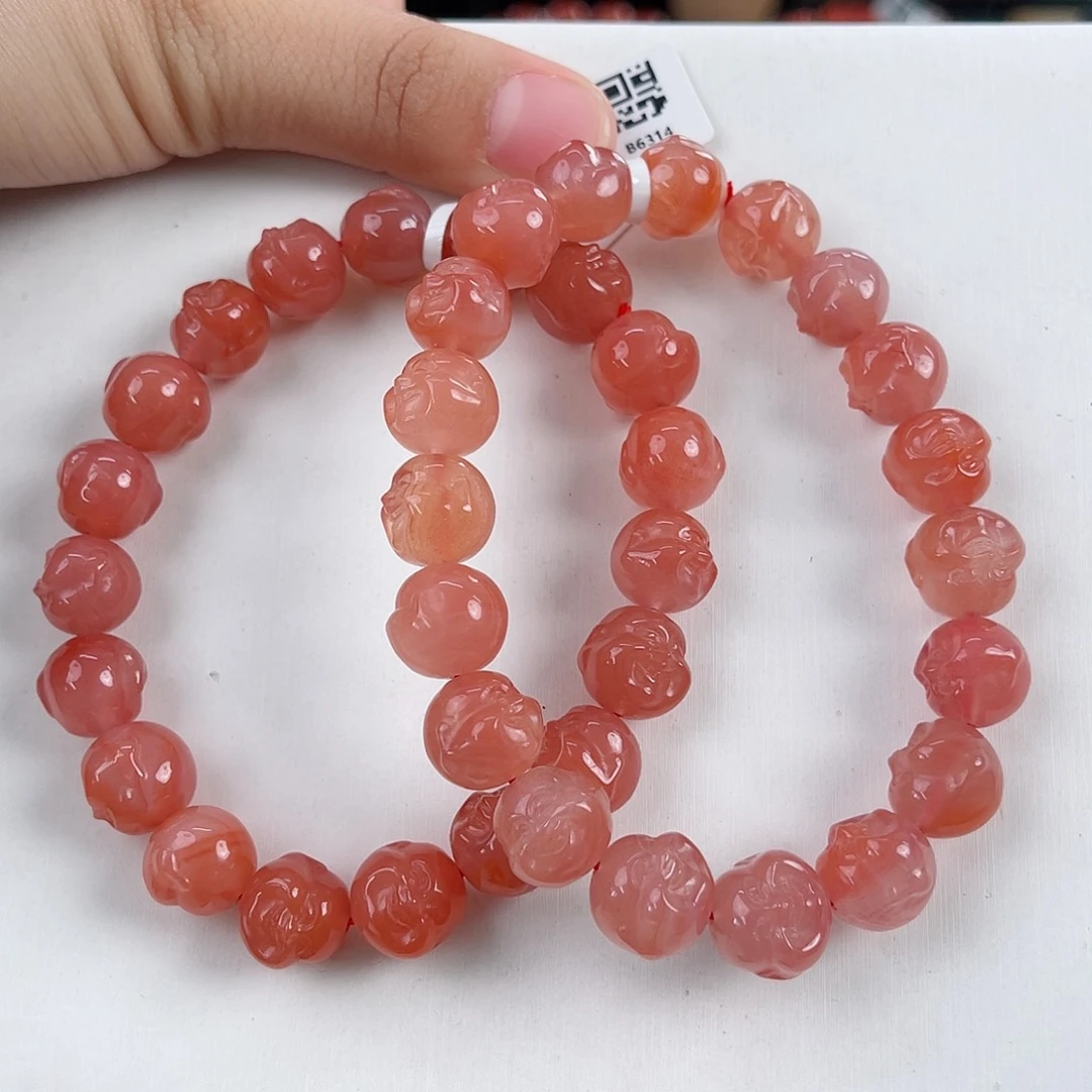 南红玛瑙未镶嵌河湾冰红佛头手串11（多样式发其一）