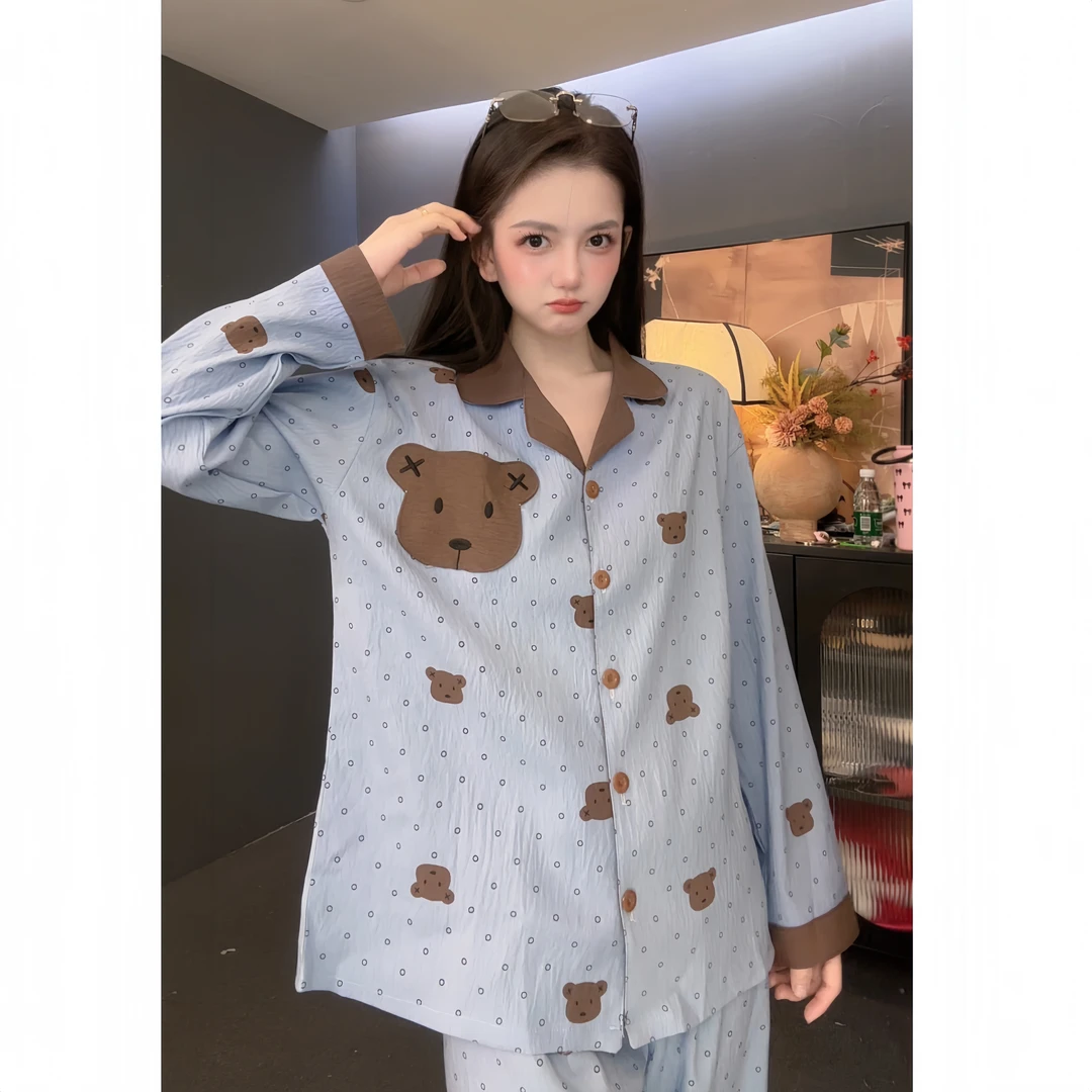 【巧克力熊】原创设计长袖家居服2025春秋可外穿设计感女睡衣套