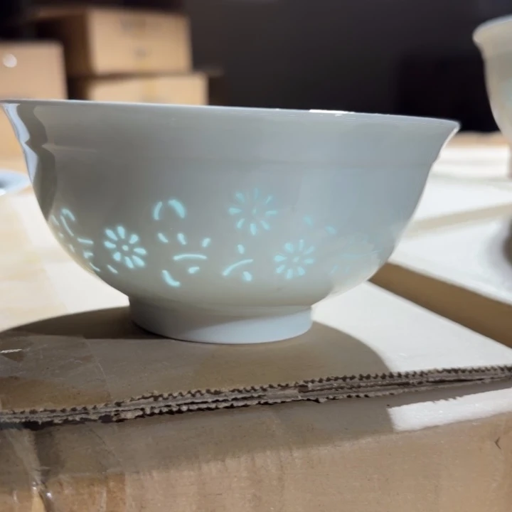 青瓷景德镇陶瓷两只米饭碗青色