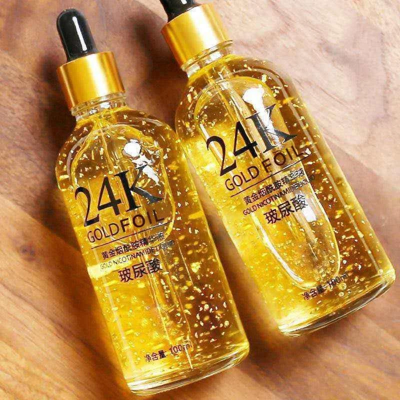 24k黄金玻尿酸原液抗皱淡化细纹补水保湿提亮紧致精华液修护正品