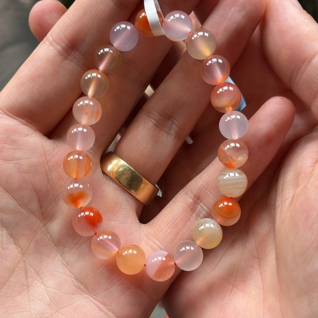 南红玛瑙未镶嵌手串原矿保山南红杨柳冰飘手串卡8+