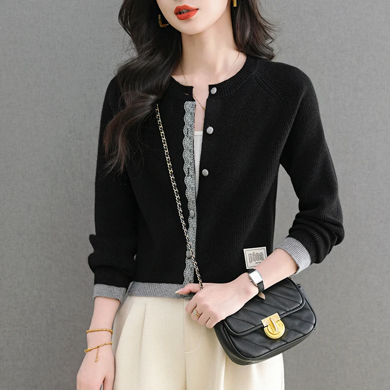 品牌撤柜正品秋季新款毛衣针织开衫女时尚洋气短款百搭外套上衣