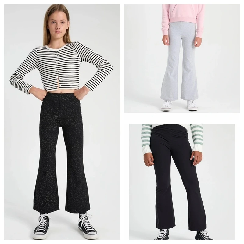 5G2 外贸女童棉弹力喇叭裤 春秋8-16岁儿童松紧腰打底裤长裤