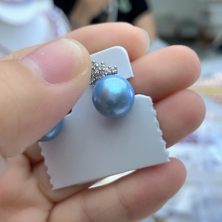 银S925镶嵌耳饰淡水珍珠