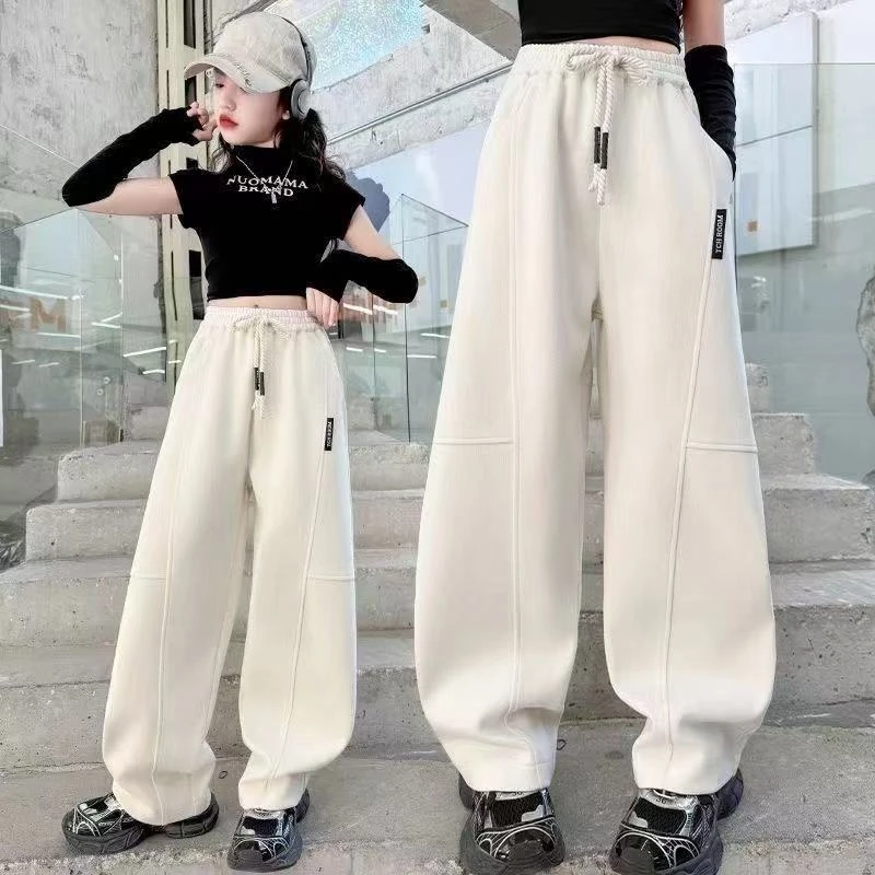 童装女童弯刀裤秋冬季儿童休闲运动裤女孩洋气百搭新款中大童宽松