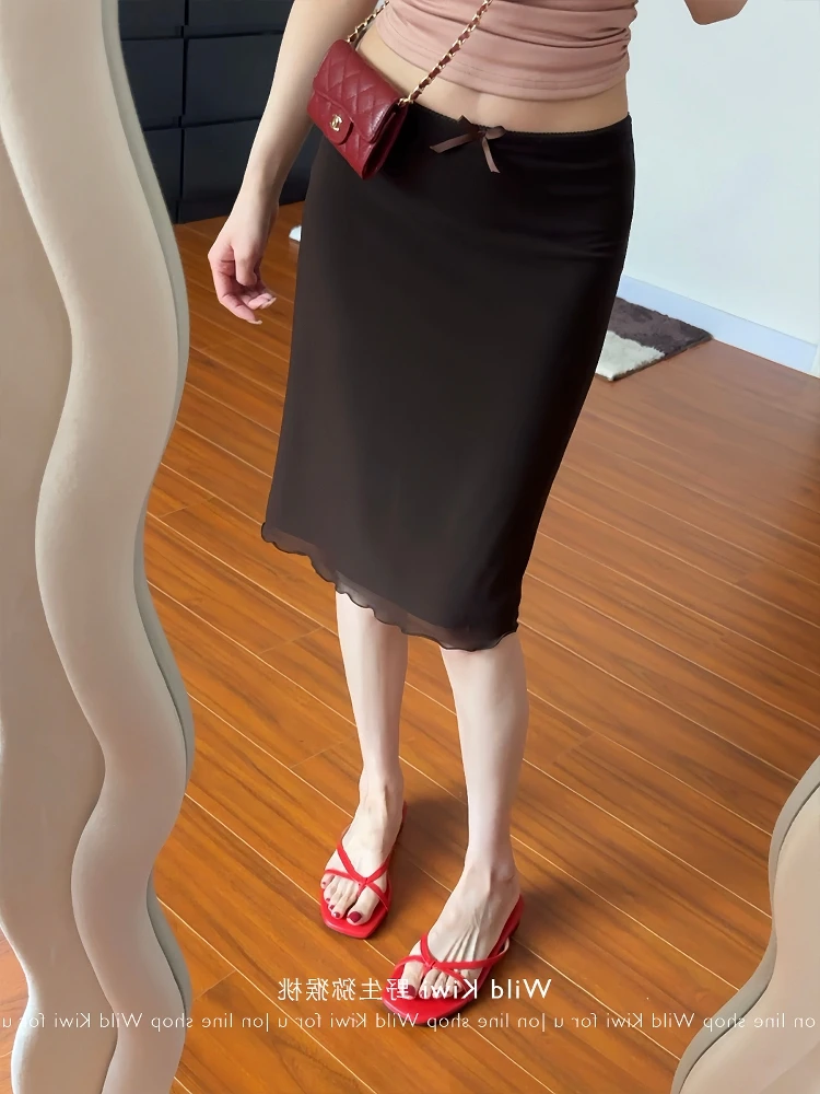 美式复古辣妹网纱半身裙女夏季新款高腰显瘦短裙包臀裙