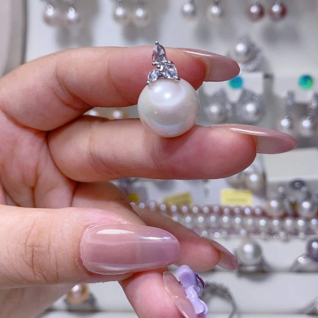 淡水珍珠银S925镶嵌吊坠(赠链)