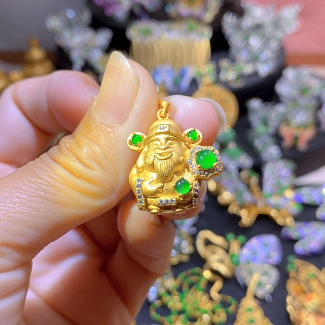 吊坠(不含链)银S925镶嵌翡翠