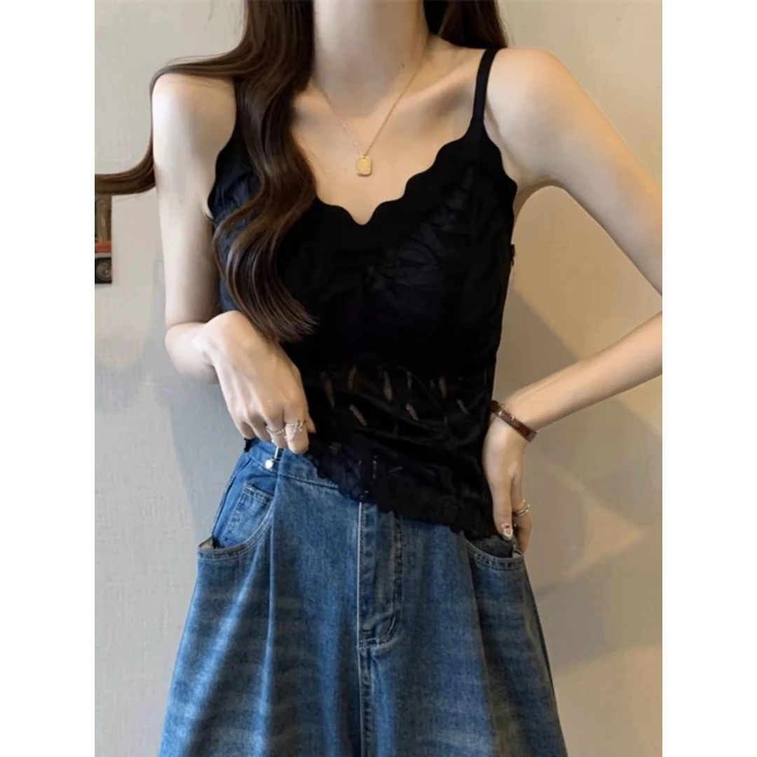 大码胖mm夏季蕾丝吊带内衣背心女带胸垫一体美背外穿打底上衣