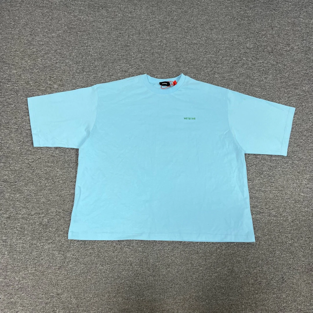 99新 KENZO/肯佐 We11done 蓝色 水钻logo 胶印徽标 短袖T恤 L码