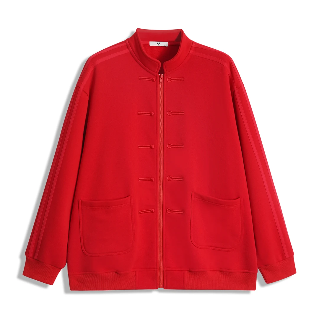 【NXX】2025春季新款复古休闲新中式盘扣条纹拉链中国风高级感外套