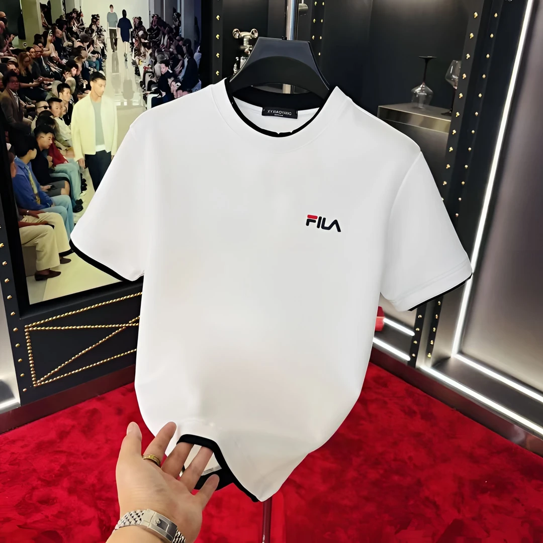 男士夏季短袖圆领几何大众通用T恤上衣半袖设计师刺绣时尚百搭