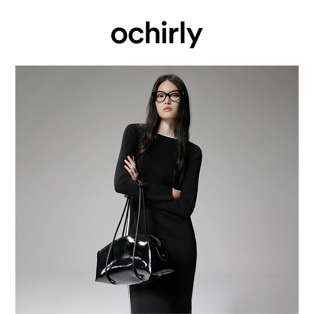 ochirly长款毛织连衣裙收腰优雅秋季新品精致松弛感中长款修身