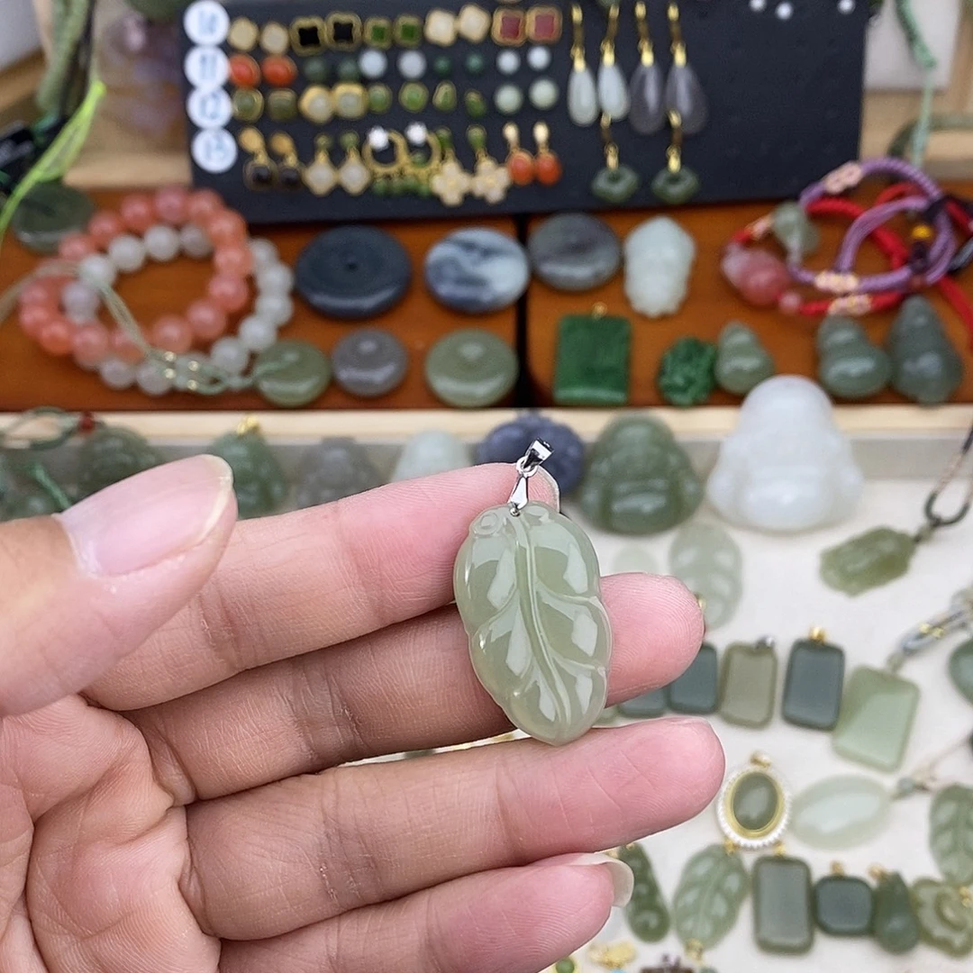 和田玉银S925镶嵌吊坠(不含链)