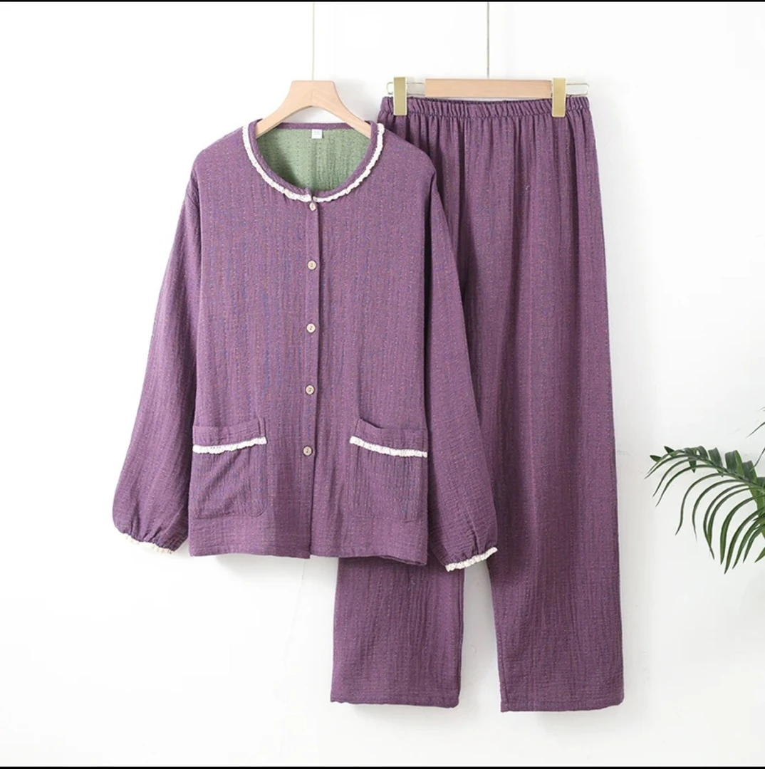 【花苞裤】A类全棉色织双层纱家居服睡衣复古纯棉睡衣