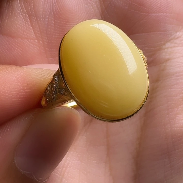 蜜蜡银S925镶嵌戒指戒指