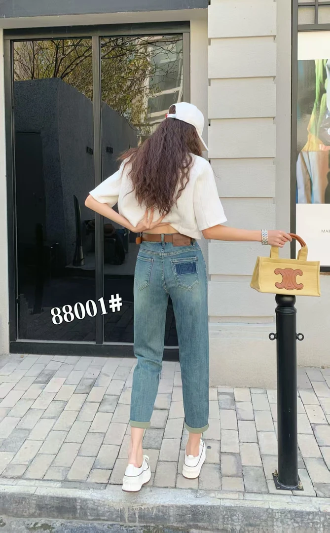 88001春款22支棉高弹力高品质牛仔小脚裤