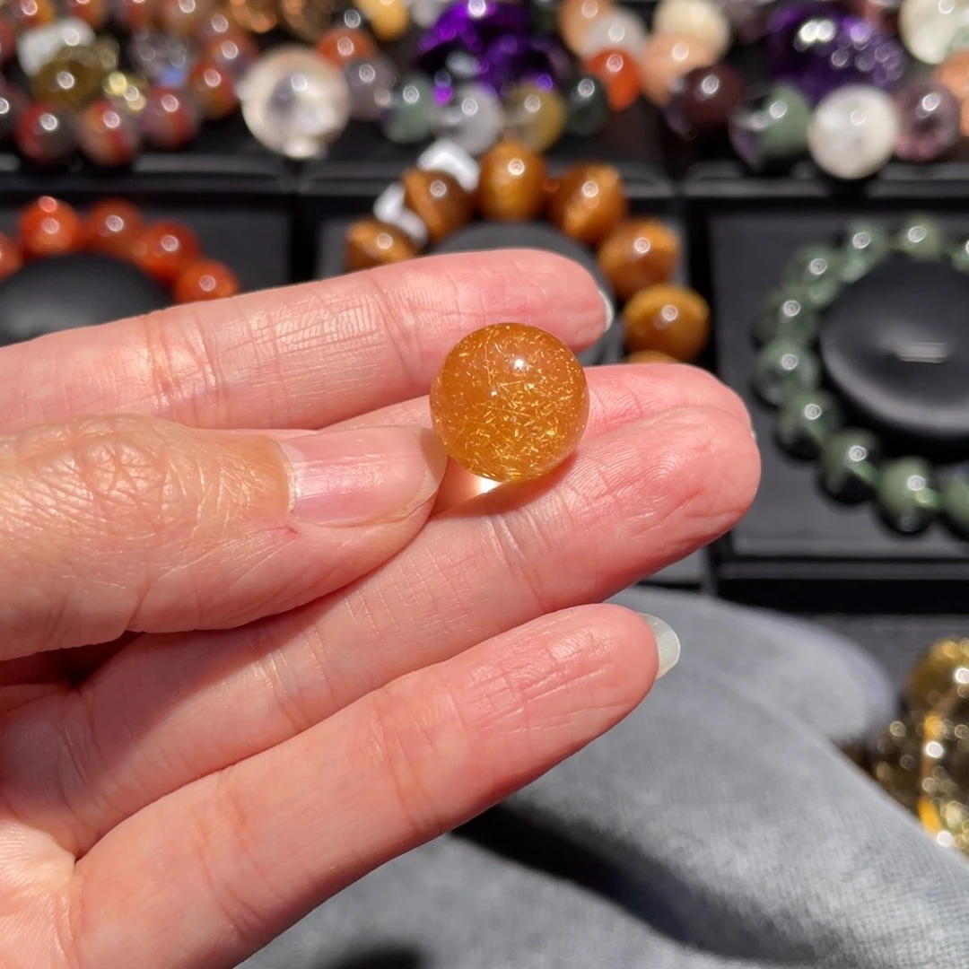 水晶单珠未镶嵌我***呀发晶14.8mm