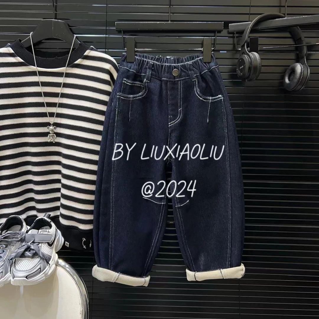 杭州六小六正版 BY LIUXIAOLIU秋冬季儿童加绒牛仔裤12245