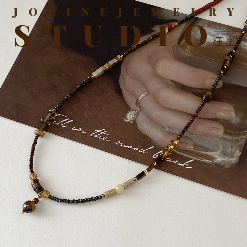 「念秋」秋冬氛围感串珠复古新中式项链民族风毛衣链