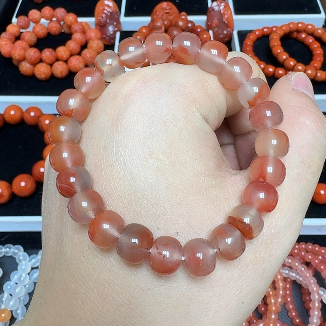 南红玛瑙未镶嵌川料瓦西老邢飘花9.9mm27.3g