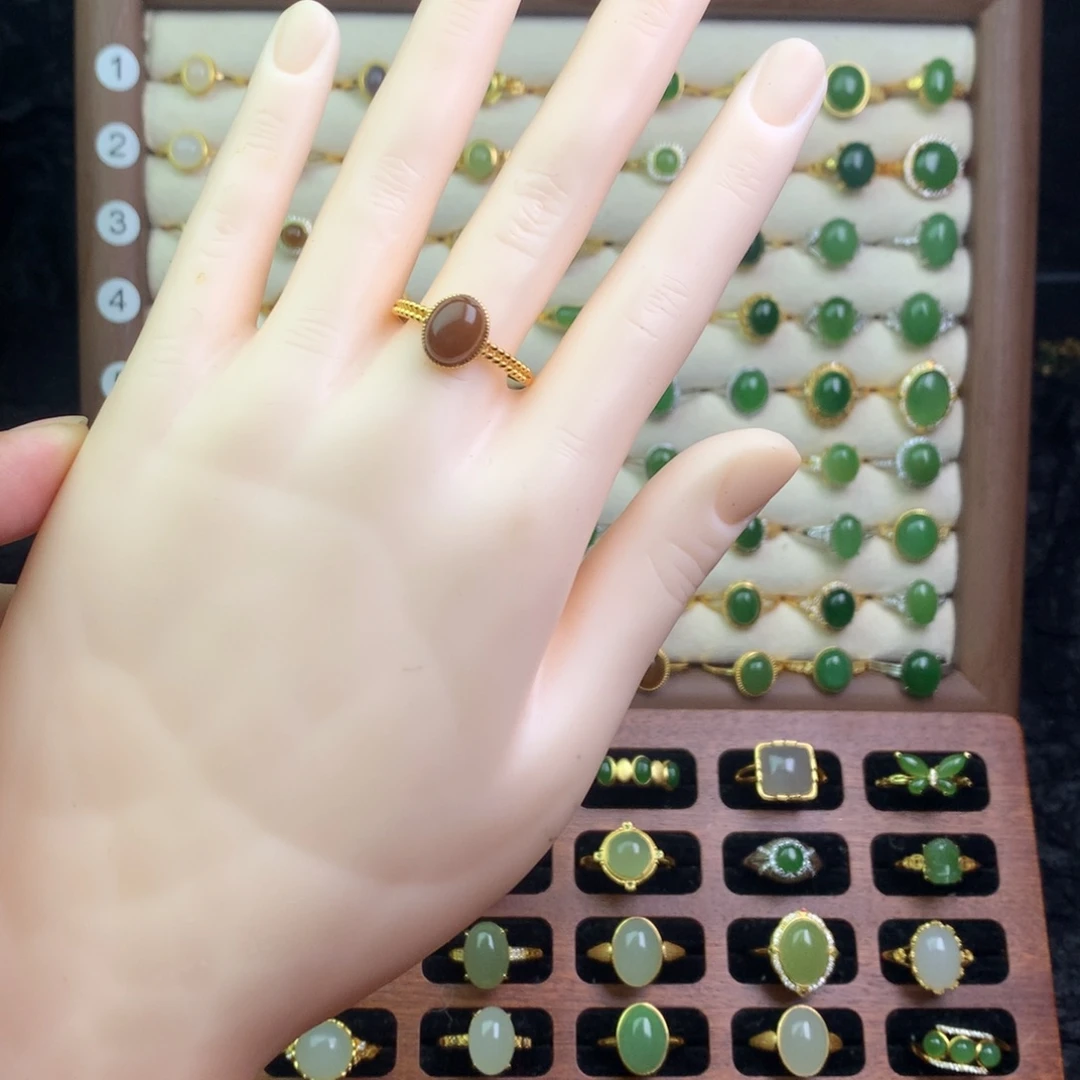 和田玉银S925镶嵌戒指