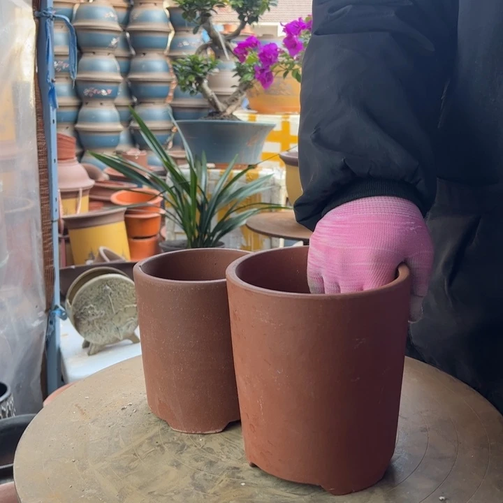 紫砂宜兴紫砂花盆花盆光板笔筒中小