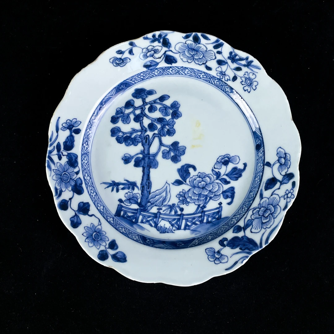 清乾隆 青花花卉花口盘2号-M25LY002B19