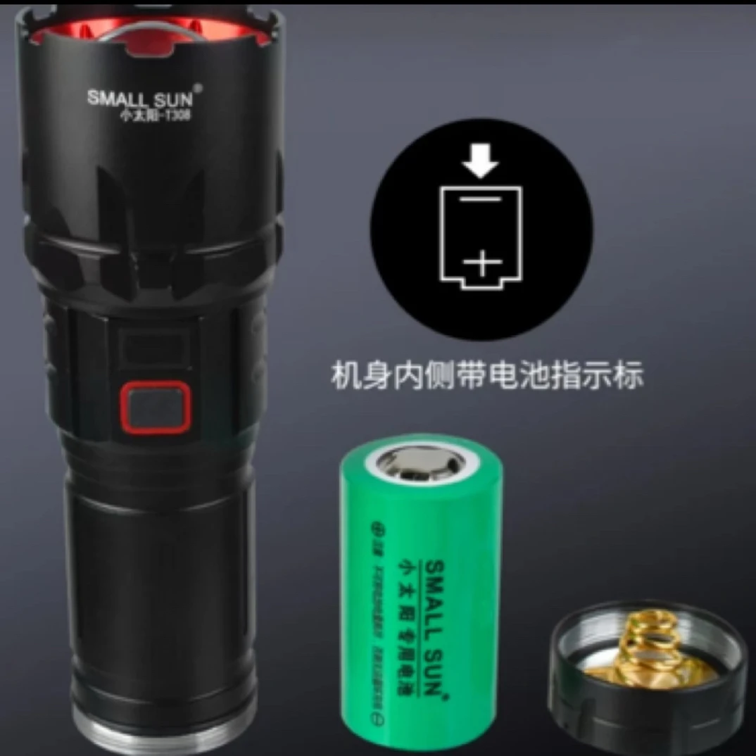 新款小太阳带液晶显示屏强光可充电超亮户外应急照明长续航筒