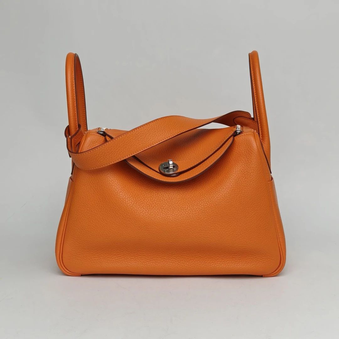 95新 Hermes/爱马仕 【念念】 Lindy 30 爱马仕橙 TC皮 框P 银扣