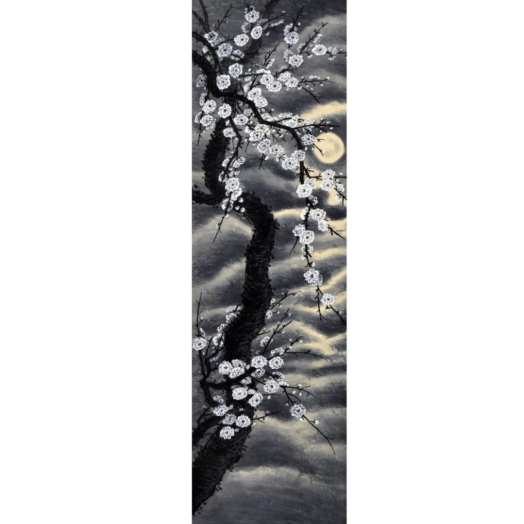 HM0253 月下雪梅图 101×34cm 纸本立轴 3.1平尺
