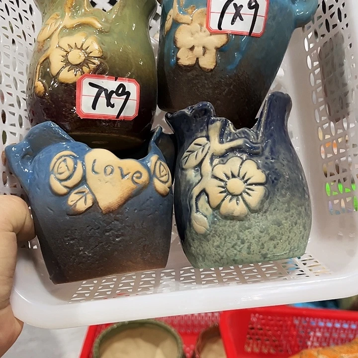 瓷片花盆多肉植物艺术品