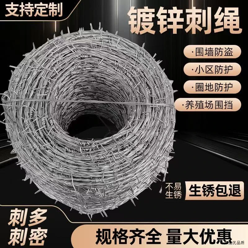 热镀锌钢丝刺绳围墙护栏网刺铁丝铁蒺藜隔离防爬刺防盗刺铁丝网