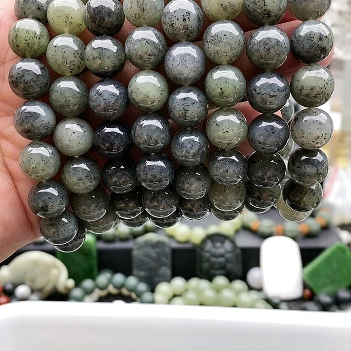 【闪购商品】手链未镶嵌和田玉12青花拍一发一圆